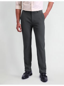 Arrow Newyork - Self Design Grey Nylon Slim Trousers