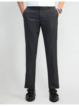 Arrow - Textured Dark Grey Polyester Formal Trousers