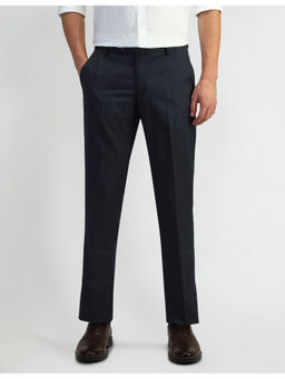 Arrow - Textured Navy Blue Polyester Formal Trousers