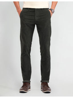 Arrow Sports - Textured Slim Fit Corduroy Trousers Black