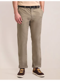 U.S. POLO ASSN. - Solid Beige Cotton Straight Trousers