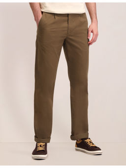 U.S. POLO ASSN. - Solid Brown Cotton Straight Trousers