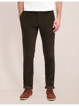 U.S. POLO ASSN. - Solid Brown Cotton Slim Trousers
