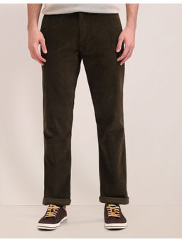 U.S. POLO ASSN. - Solid Brown Cotton Straight Trousers