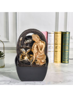 HomeTown - Impression Polyresin Relaxing Buddha Fountain 13X18Cm In Gold Colour