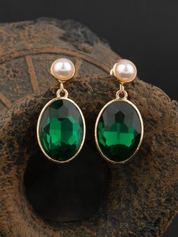 E2O - Gold Plated Pearl Crafted Contemporary Drop Earring