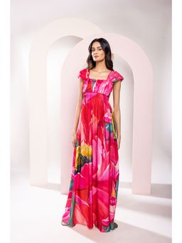 Poppi - Pink Caspian Printed Maxi Dress