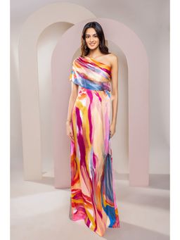 Poppi - Fresco Printed One-Shoulder Dress