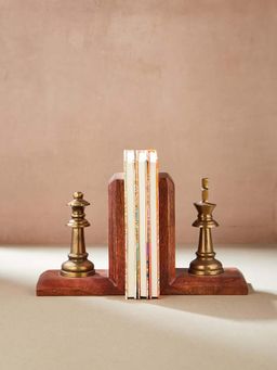 Fabindia - Golden Rajarani Wooden Book End (Set Of 2)