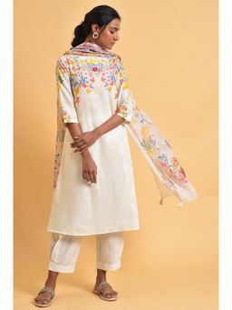 W - Floral Kurta-straight Pant-dupatta White (Set of 3)
