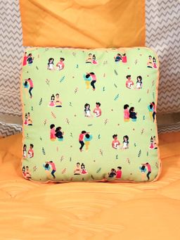 Sivya by Home - Green Graphic Square Shaped Decorative Cushion (16 x 16 Inches)