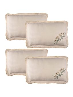 Kuber Industries - Beige Cotton Lining Embroidery Pillow Covers (Pack of 4) (29x20 Inch)