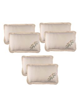 Kuber Industries - Beige Cotton Lining Embroidery Pillow Covers (Pack of 6) (29x20 Inch)