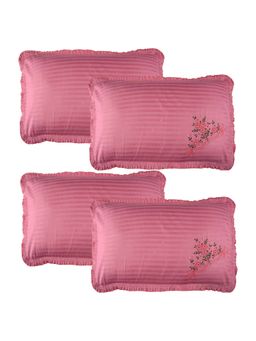 Kuber Industries - Pink Cotton Lining Embroidery Pillow Covers (Pack of 4) (29x20 Inch)