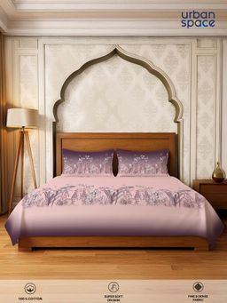 Urban Space - Mauve Serene 300 Tc Cotton Bedsheet with 2 Pillow Covers (Pack of 3)