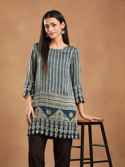 Fabindia - Women Multi-Color Stripes Printed Kurti