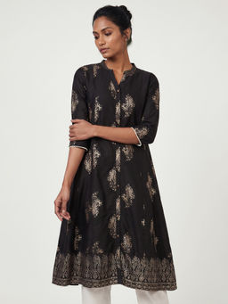 max - Women Black A-Line Paisley Printed Kurta