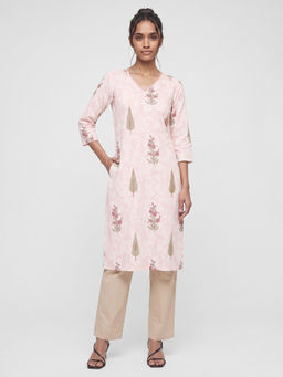 max - Women Peach Floral Printed Kurta