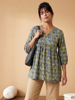 max - Women Blue Printed Tunic