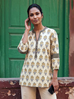 max - Women Cream Floral Printed Tunic