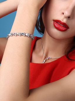 Yellow Chimes - Crystal Silver-Toned Metal Rhodium-Plated Link Bracelet