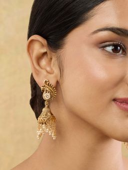 Indinoor - Garimaa Temple Jhumkas - White