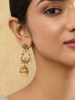 Indinoor - Hamsika Temple Jhumkas - Multi-Color