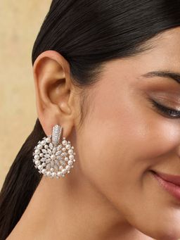 Indinoor - Simrann Zircon Danglers - Silver