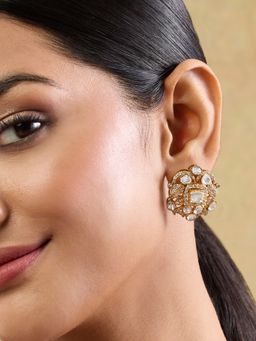 Indinoor - Pranavi Kundan Studs - White