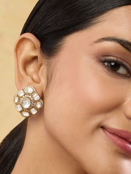 Indinoor - Smira Kundan Studs - White