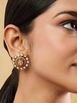 Indinoor - Aadhira Kundan Studs - Pink