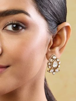 Indinoor - Keya Kundan Studs - White