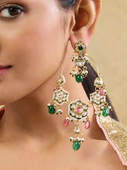 Indinoor - Reeth Kundan Chaandbaalis - Multi-Color