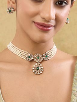 Indinoor - Eira Kundan Necklace Set - Green
