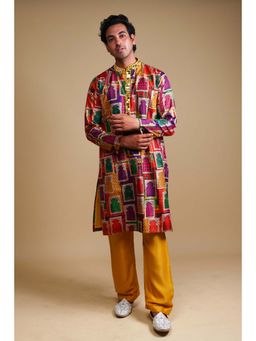 THETAA - Multi-Colour Mirror Work Kurta with Pyjama (Set of 2)