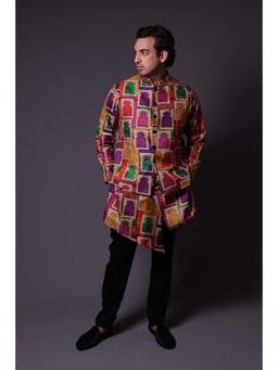 THETAA - Multi-Colour Nehru Jacket with Asymmetrical Kurta and Pant (Set of 3)