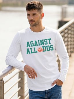 Bewakoof - Men White Against All Odds Typography T-Shirt