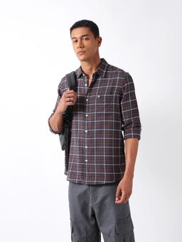 The Bear House - Men Grey Cotton Slim Fit Shirt