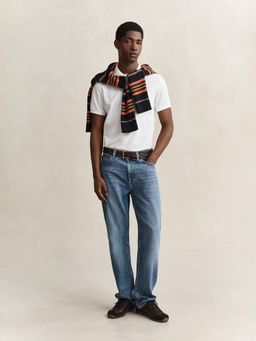 GANT - Men White Cotton Slim Fit Polo T-Shirt