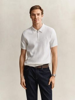GANT - Men White Cotton Regular Fit Polo T-Shirt