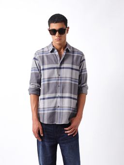 The Bear House - Men Blue Cotton Slim Fit Shirt