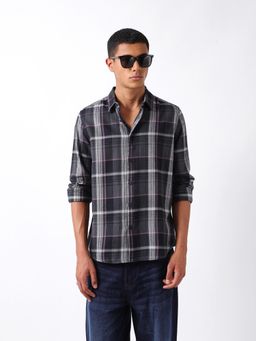 The Bear House - Men Grey Cotton Slim Fit Shirt