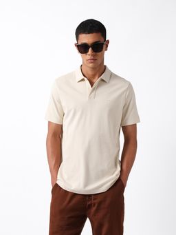 The Bear House - Men Yellow Cotton Regular Fit Polo T-Shirt