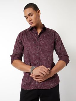 max - Men Purple Pure Cotton Slim Fit Shirt