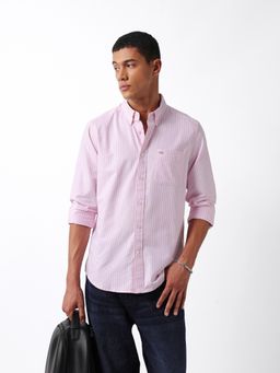 The Bear House - Men Pink Cotton Regular Fit Shirt