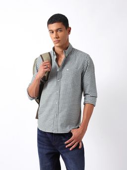 The Bear House - Men Green Cotton Regular Fit Shirt