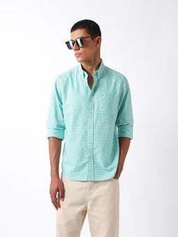 The Bear House - Men Green Cotton Regular Fit Shirt