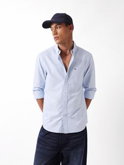 The Bear House - Men Blue Cotton Regular Fit Shirt