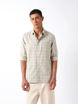 The Bear House - Men Green Cotton Slim Fit Shirt