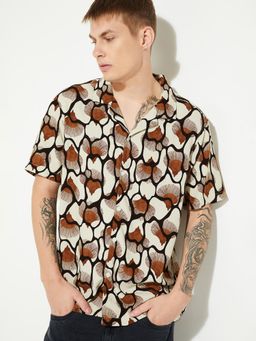 max - Men Orange Viscose Comfortable Fit Shirt